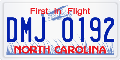 NC license plate DMJ0192