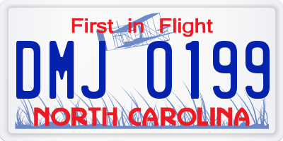 NC license plate DMJ0199