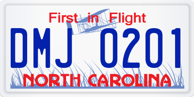 NC license plate DMJ0201