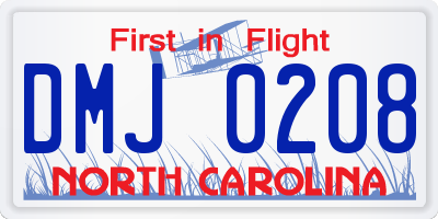 NC license plate DMJ0208
