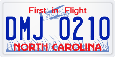 NC license plate DMJ0210