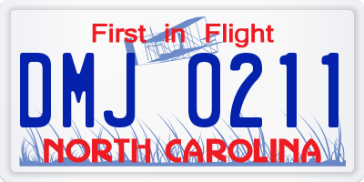 NC license plate DMJ0211