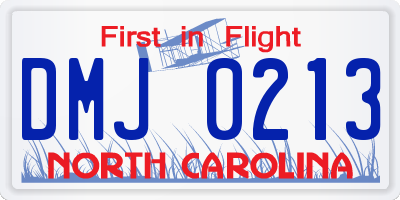NC license plate DMJ0213
