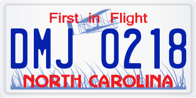 NC license plate DMJ0218