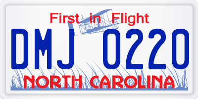 NC license plate DMJ0220