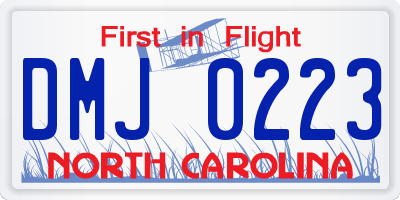 NC license plate DMJ0223