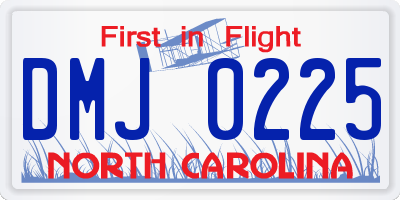 NC license plate DMJ0225