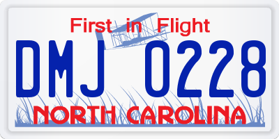 NC license plate DMJ0228