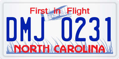 NC license plate DMJ0231