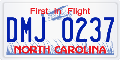 NC license plate DMJ0237