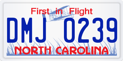 NC license plate DMJ0239