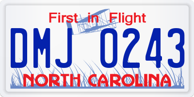 NC license plate DMJ0243