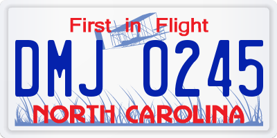 NC license plate DMJ0245