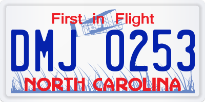 NC license plate DMJ0253