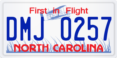 NC license plate DMJ0257