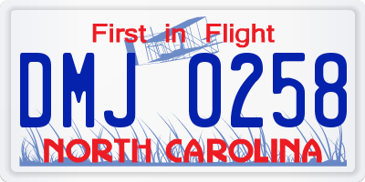 NC license plate DMJ0258