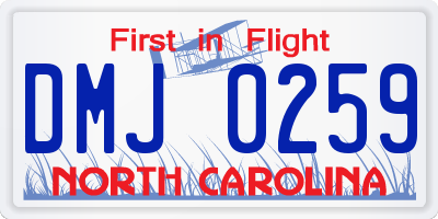 NC license plate DMJ0259