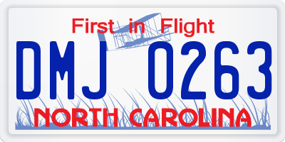 NC license plate DMJ0263