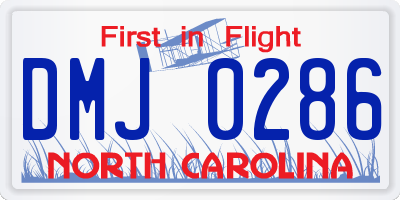 NC license plate DMJ0286