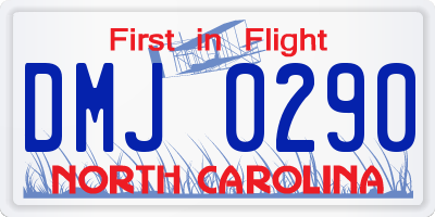 NC license plate DMJ0290