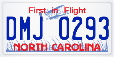 NC license plate DMJ0293