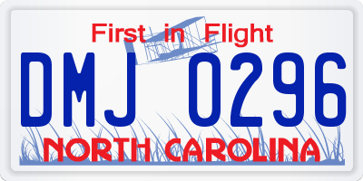 NC license plate DMJ0296