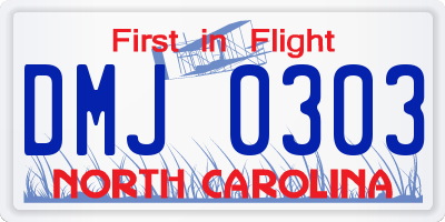 NC license plate DMJ0303