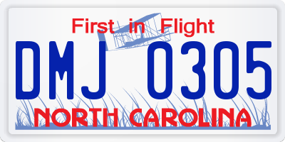 NC license plate DMJ0305