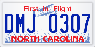NC license plate DMJ0307