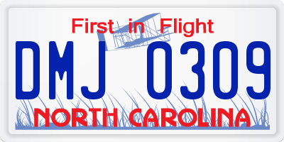 NC license plate DMJ0309