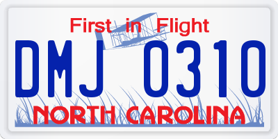 NC license plate DMJ0310