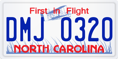 NC license plate DMJ0320