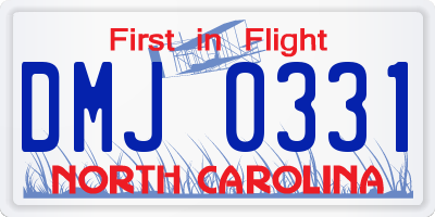 NC license plate DMJ0331