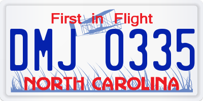 NC license plate DMJ0335