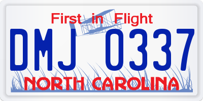 NC license plate DMJ0337