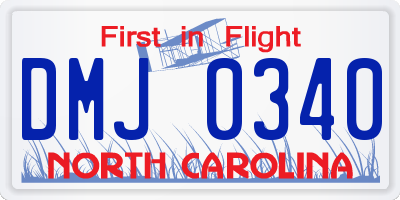 NC license plate DMJ0340