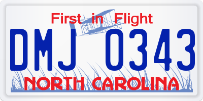 NC license plate DMJ0343
