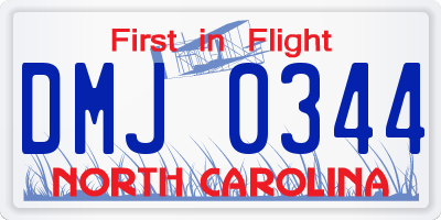 NC license plate DMJ0344
