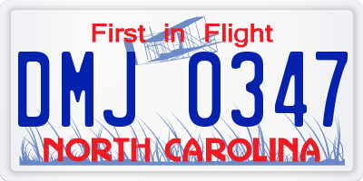 NC license plate DMJ0347