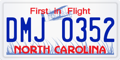 NC license plate DMJ0352