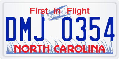 NC license plate DMJ0354