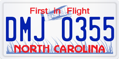 NC license plate DMJ0355