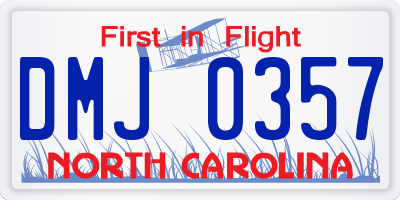 NC license plate DMJ0357