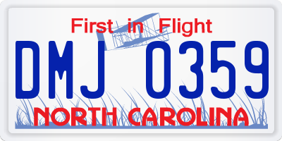 NC license plate DMJ0359