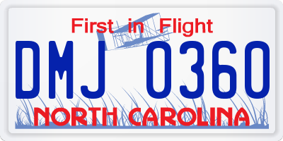NC license plate DMJ0360