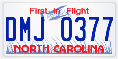 NC license plate DMJ0377