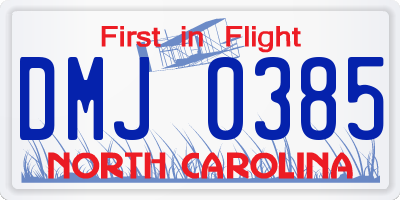 NC license plate DMJ0385