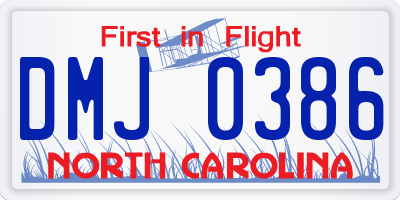 NC license plate DMJ0386