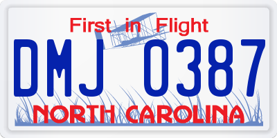 NC license plate DMJ0387
