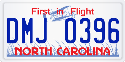 NC license plate DMJ0396